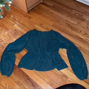 SHEIN Peplum Long Sleeve Blouse